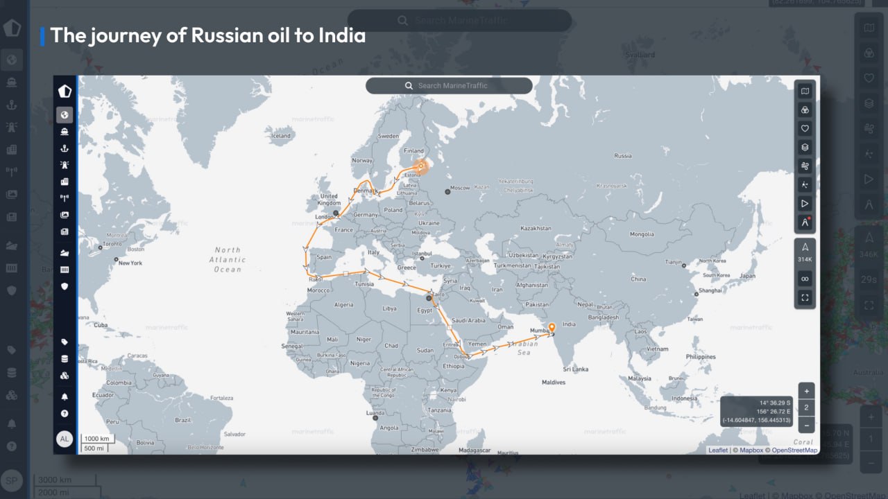 Путь российской нефти в Индию